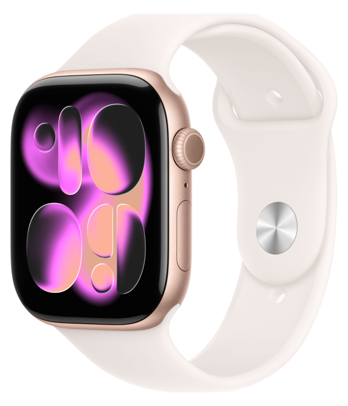 Apple Watch Series 11, 42mm, Rose Gold Aluminium Light Blush Sport Band M/L